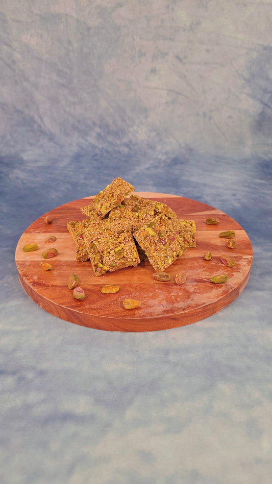 Keto White Sesame Pistachio Squares